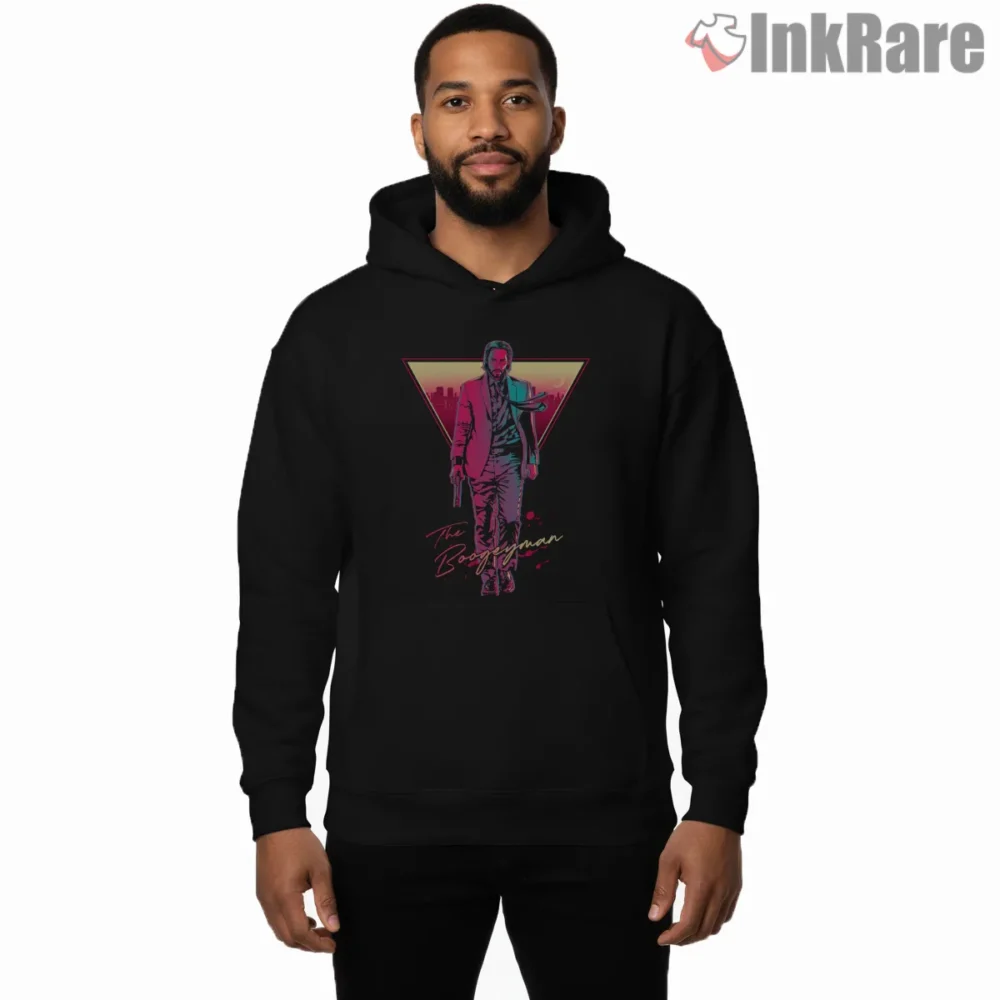 John Wick The Boogeyman Neon Club Shirt on black hoodie for men graphic tee