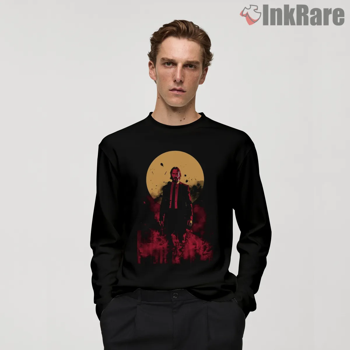 John Wick The Boogeyman Under The Sun Long Sleeve Black John Wick The Boogeyman Under The Sun Shirt on black long sleeve shirt for men graphic tee