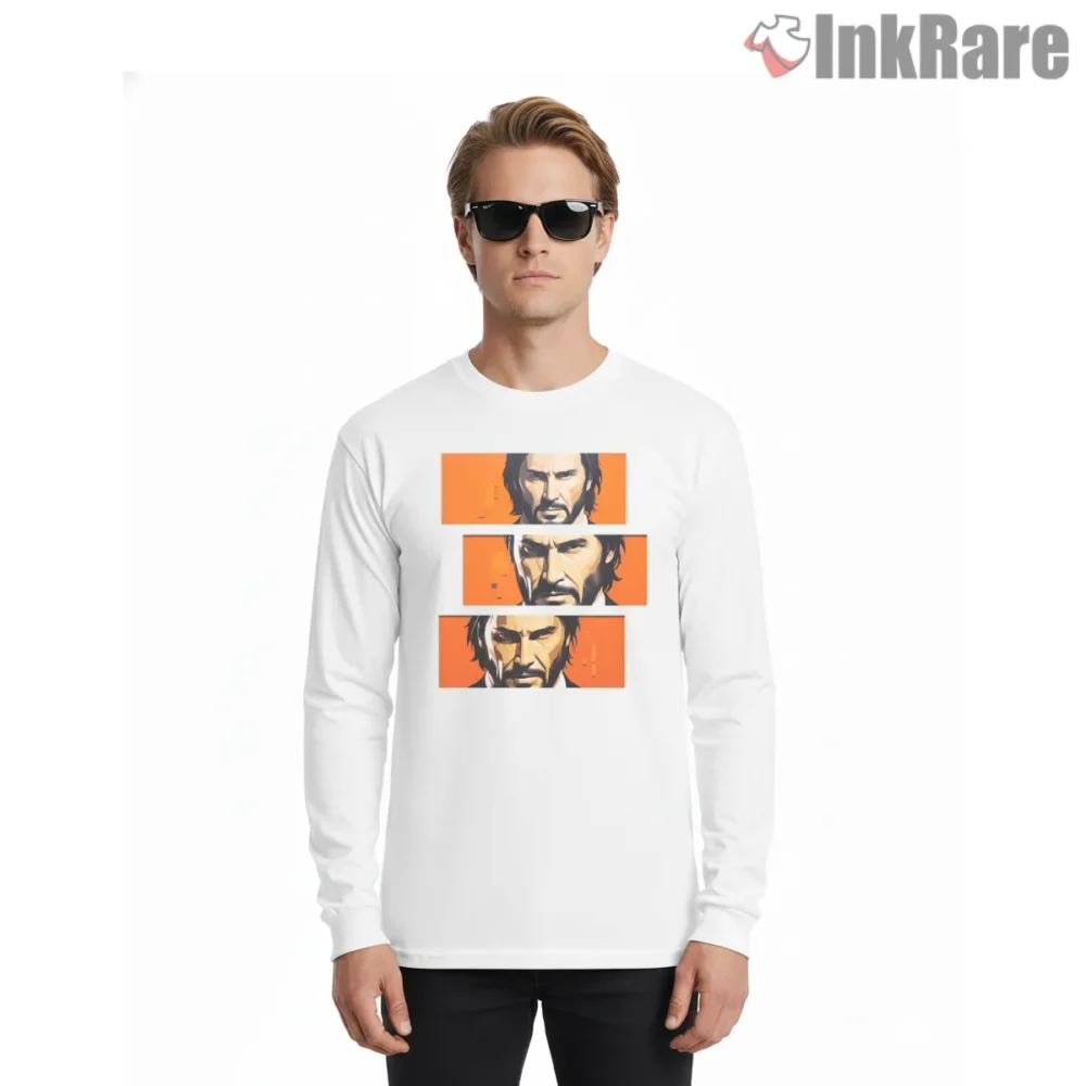 John Wick The Good The Bad And Vengeful Shirt on white long sleeve shirt for men graphic tee