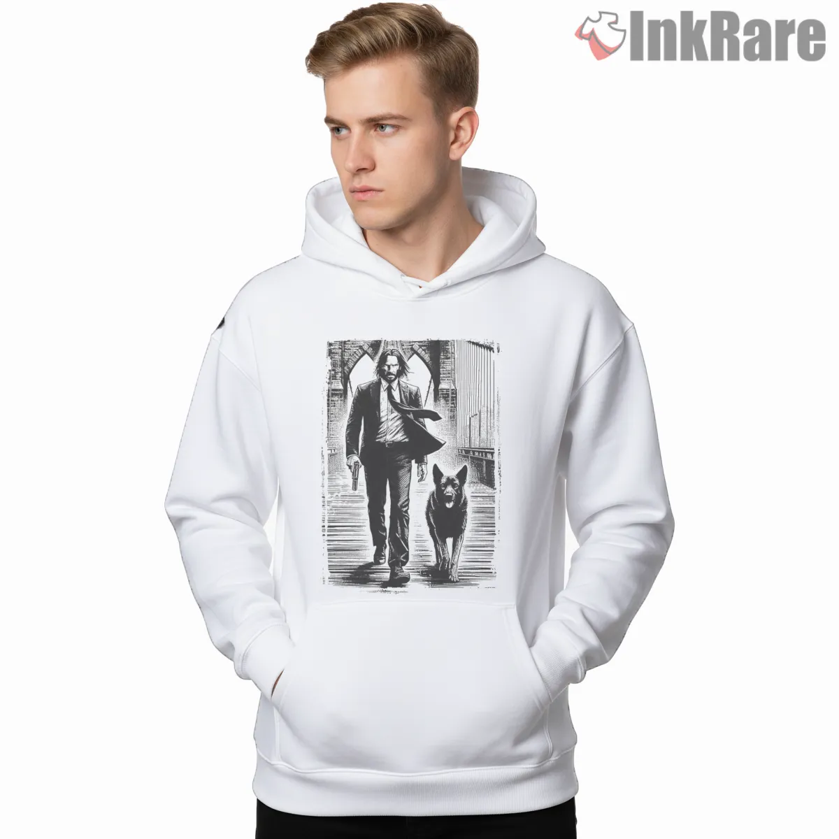 John Wick Vintage Bridge Walk Shirt on white hoodie for men graphic tee