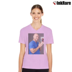 Women’s Johnny Sins Doctor Meme Classic V-Neck Tee in light pink | Chic Neckline, Soft Texture