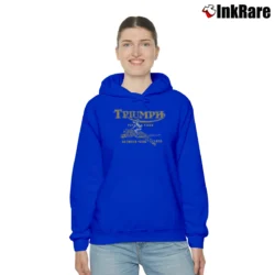 Women’s Johnson Motors Tiger Triumph Motorcycle Cozy Hoodie in royal blue | Warm, Structured, Stylish