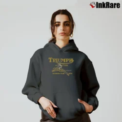 Women’s Johnson Motors Triumph Tiger Graphic Cozy Hoodie in charcoal | Warm, Structured, Stylish