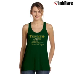 Women’s Johnson Motors Triumph Tiger Graphic Tank Top in forest green | Lightweight, Movement-Friendly