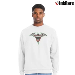 Men’s Joker Batman Logo Crewneck Sweatshirt in white | Cozy Fabric, Clean Style