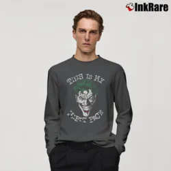 Men’s Joker This Is My Happy Face Long-Sleeve Shirt in charcoal | Sleek, Lightweight, Year-Round Wear