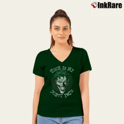 Women’s Joker This Is My Happy Face V-Neck Tee in forest green | Chic Neckline, Soft Texture