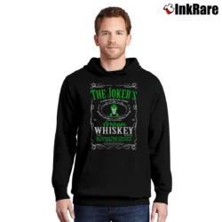 Men’s Joker Whiskey Mashup Funny Batman Graphic Pullover Hoodie in black | Cozy, Durable, Modern Fit