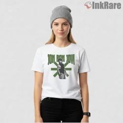 Jon Bon Jovi Green Retro Portrait Minimal Graphic Shirt on white short sleeve shirt for women graphic tee