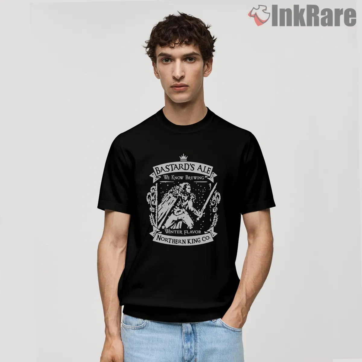 Jon Snow Bastards Ale Vintage Tavern Short Sleeve Black Jon Snow Bastards Ale Vintage Tavern Shirt on black short sleeve shirt for men graphic tee