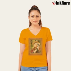 Women’s Joni Mitchell Taming The Tiger 1998 Tour V-Neck Tee in orange | Chic Neckline, Soft Texture