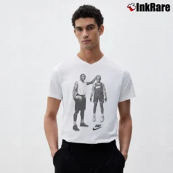 Men’s Jordan And Mars Blackmon 90s Promo V-Neck Tee in white | Sharp, Breathable, Everyday Staple