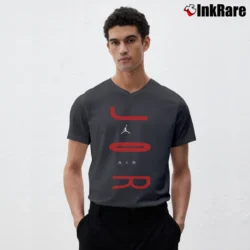 Men’s Jordan Wordmark V-Neck Tee in charcoal | Sharp, Breathable, Everyday Staple
