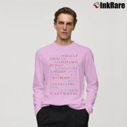 Men’s Jouney Don't Stop Believin' Lyrics Long-Sleeve Shirt in light pink | Sleek, Lightweight, Year-Round Wear