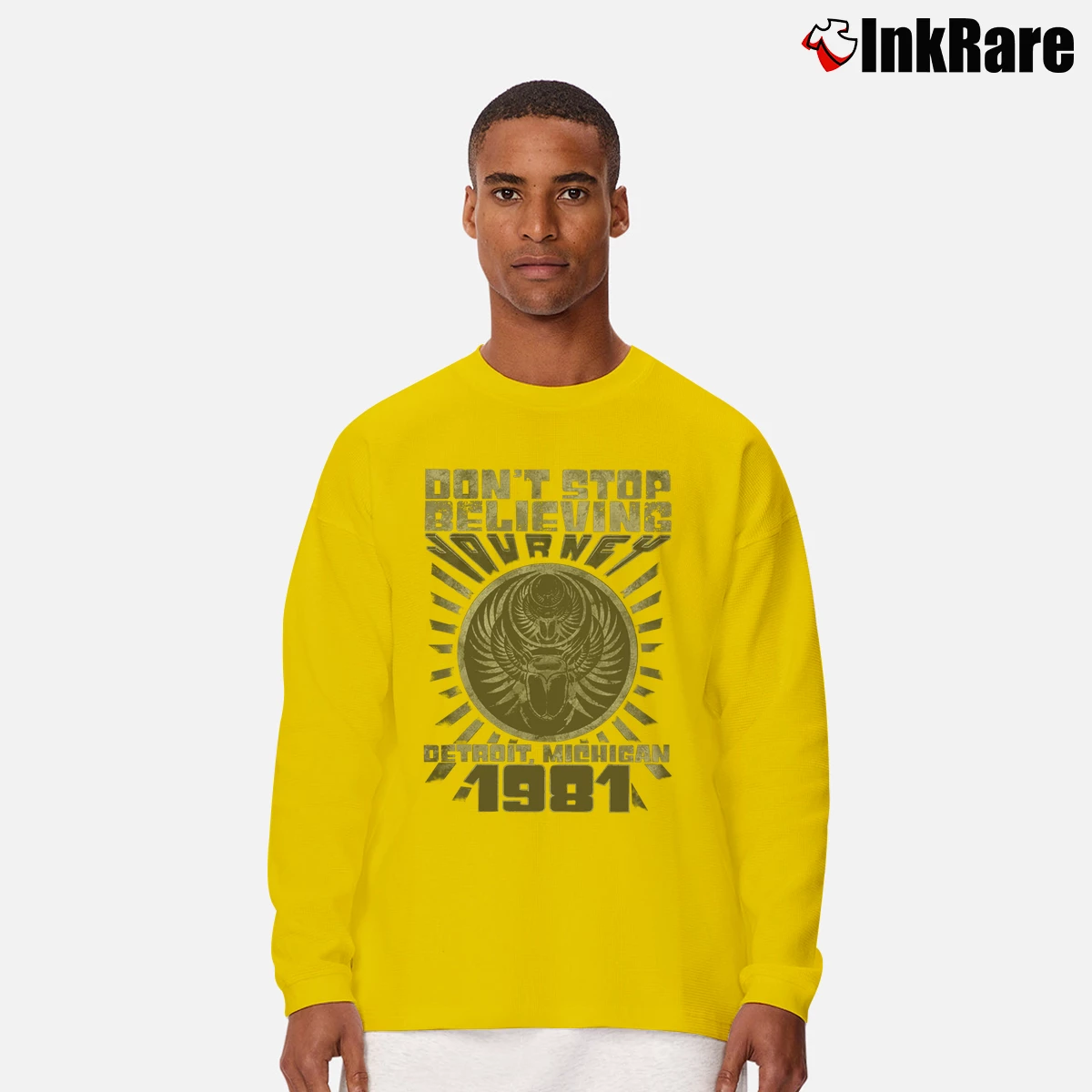 Men’s Journey Don't Stop Believin Detroit Album Long-Sleeve Shirt in yellow | Sleek, Lightweight, Year-Round Wear