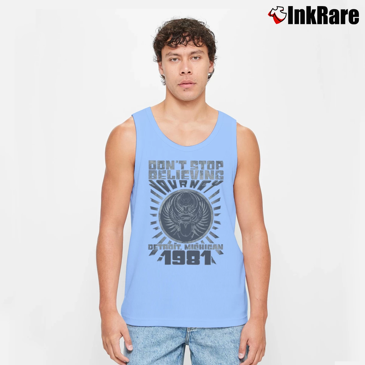 Men’s Journey Don't Stop Believin Detroit Album Tank Top in light blue | Breathable, Active-Friendly Design