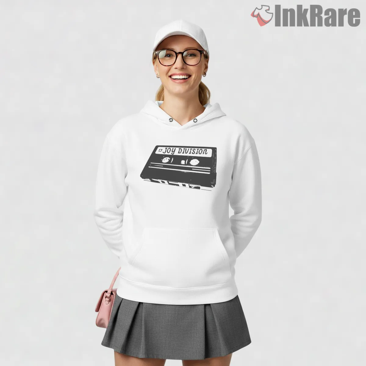 Joy Division Cassette Tape Retro Shirt on white hoodie for women graphic tee