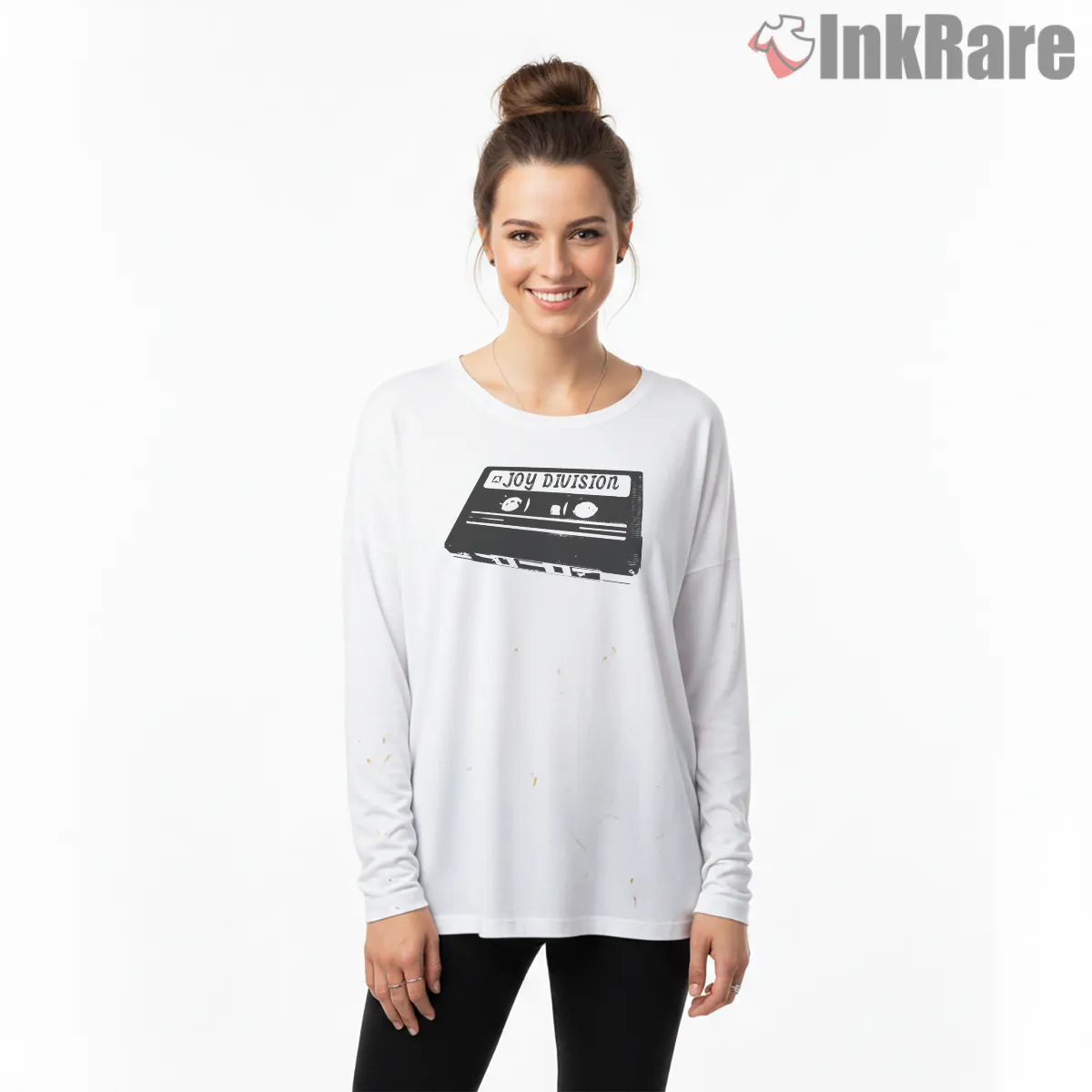 Joy Division Cassette Tape Retro Long Sleeve White Joy Division Cassette Tape Retro Shirt on white long sleeve shirt for women graphic tee
