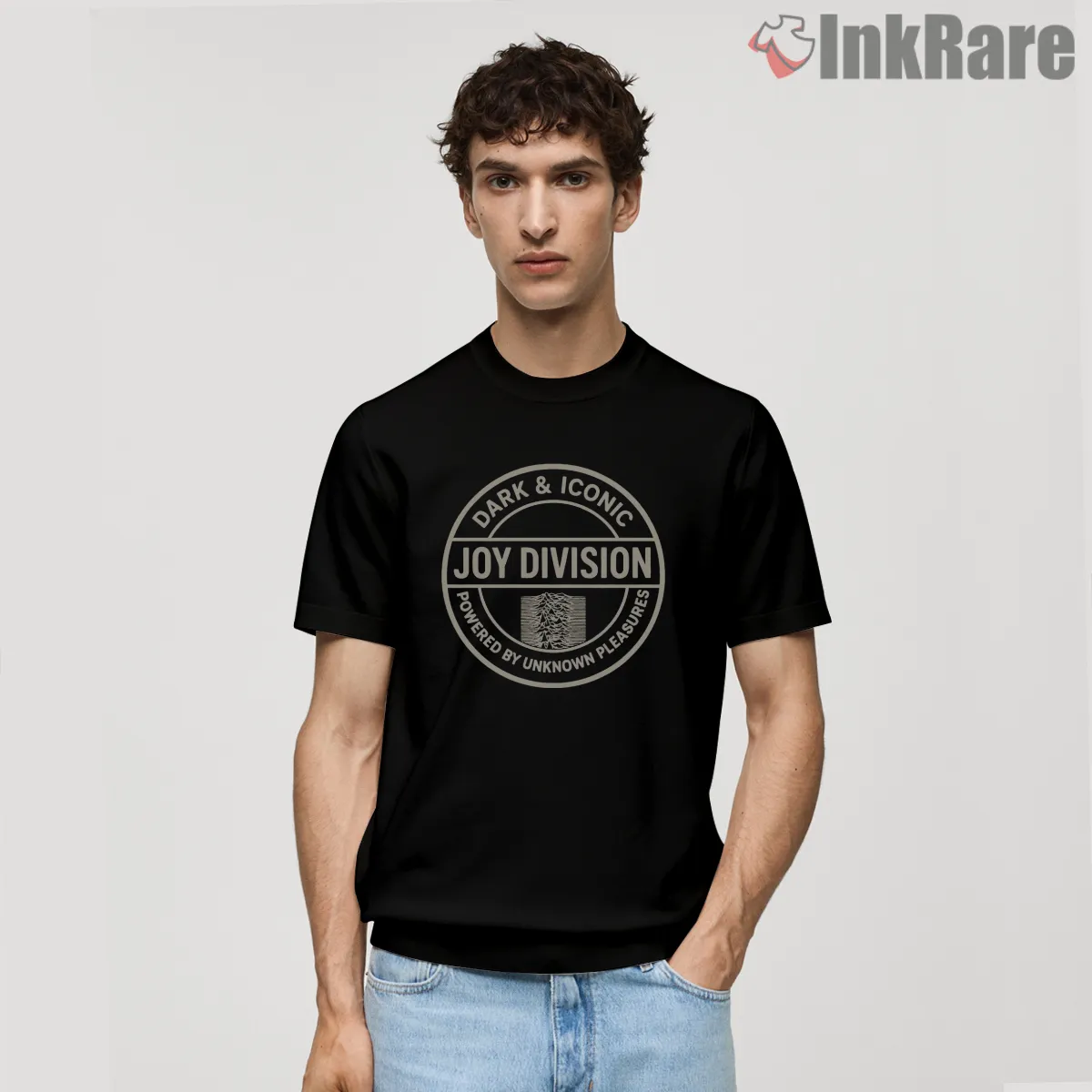 Joy Division Dark And Iconic Badge Shirt on black short sleeve shirt for men graphic tee