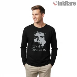 Joy Division Ian Curtis High Contrast Shirt on black long sleeve shirt for men graphic tee