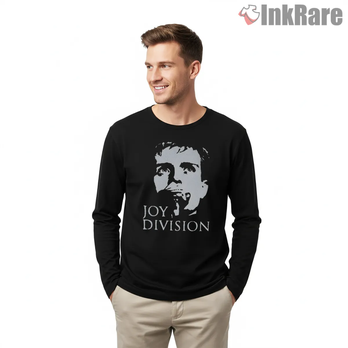 Joy Division Ian Curtis High Contrast Long Sleeve Black Joy Division Ian Curtis High Contrast Shirt on black long sleeve shirt for men graphic tee