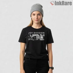 Joy Division Live Performance Photo Shirt on black short sleeve shirt for women graphic tee