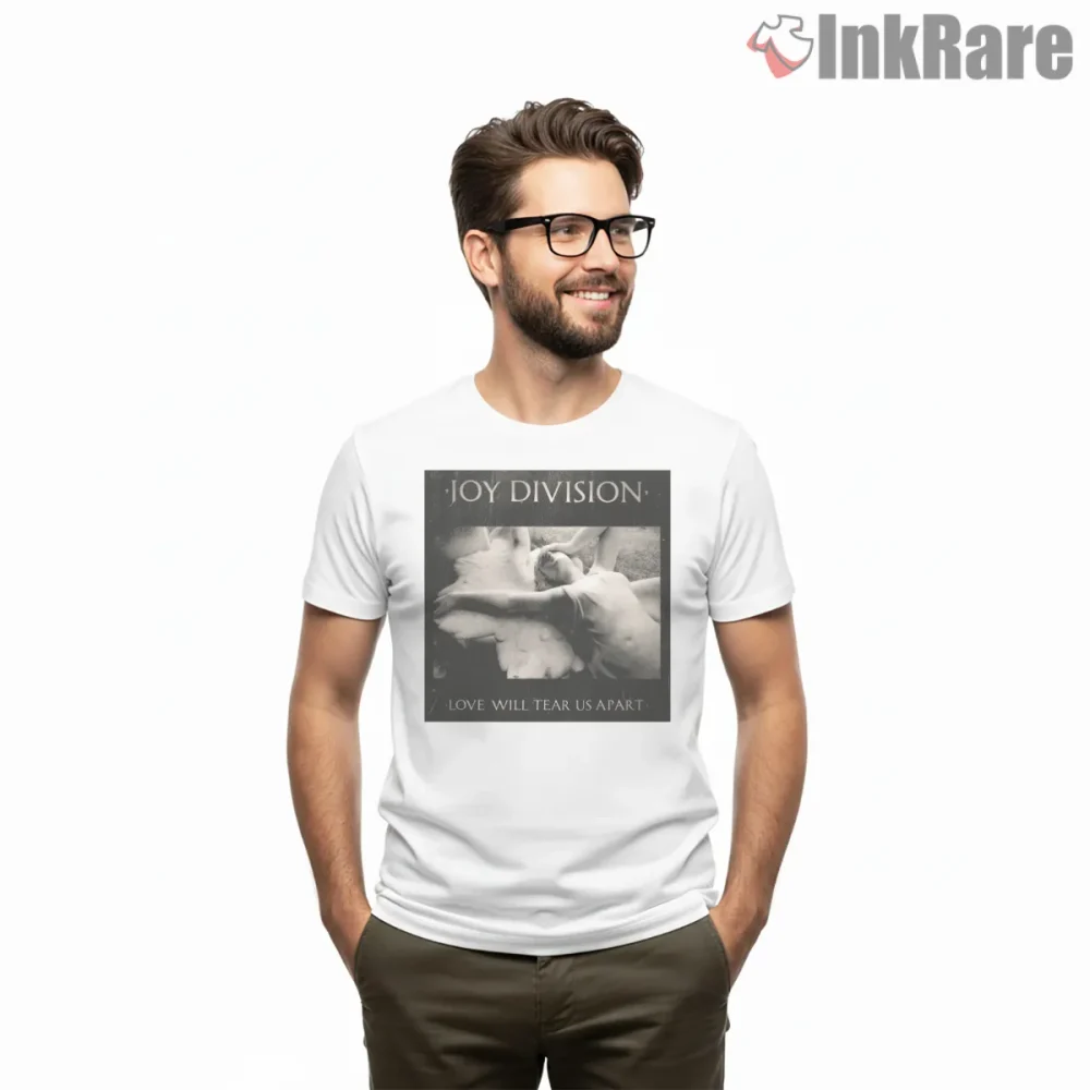 Joy Division Love Will Tear Us Apart Poster Shirt on white short sleeve shirt for men graphic tee
