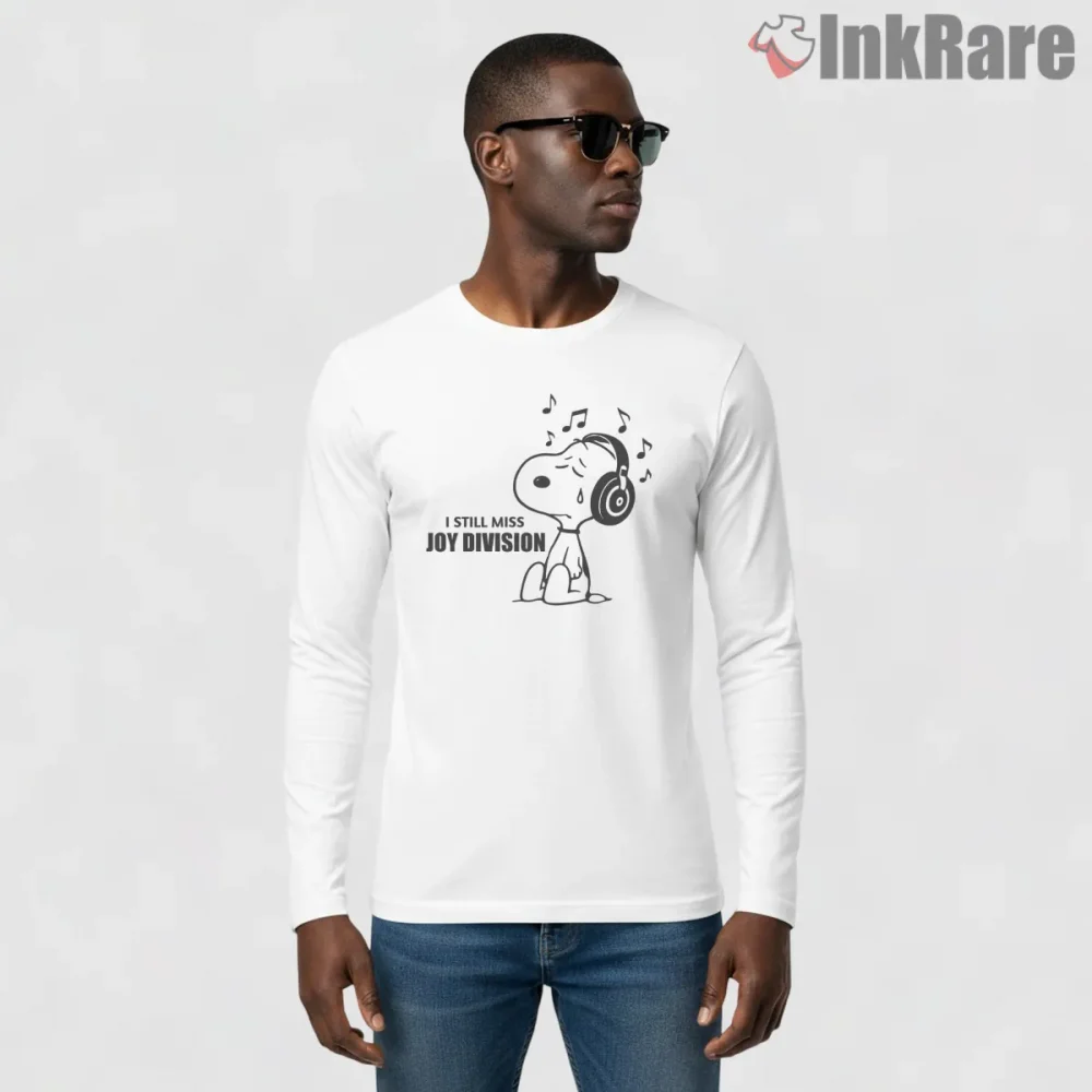 Joy Division Snoopy Music Lover Crossover Shirt on white long sleeve shirt for men graphic tee