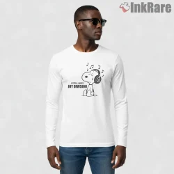 Joy Division Snoopy Music Lover Crossover Shirt on white long sleeve shirt for men graphic tee