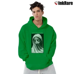 Men’s Joy Division The Veiled Virgin Design Pullover Hoodie in irish green | Cozy, Durable, Modern Fit