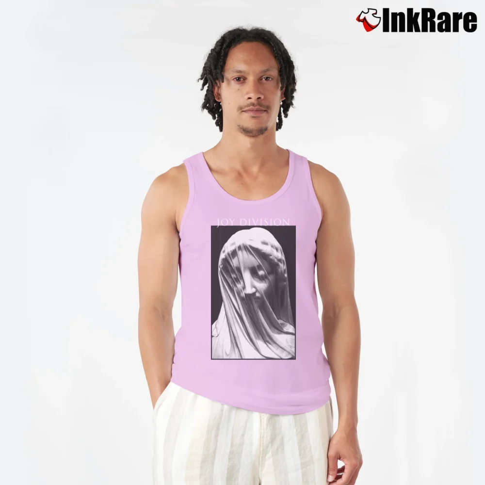Men’s Joy Division The Veiled Virgin Design Tank Top in light pink | Breathable, Active-Friendly Design