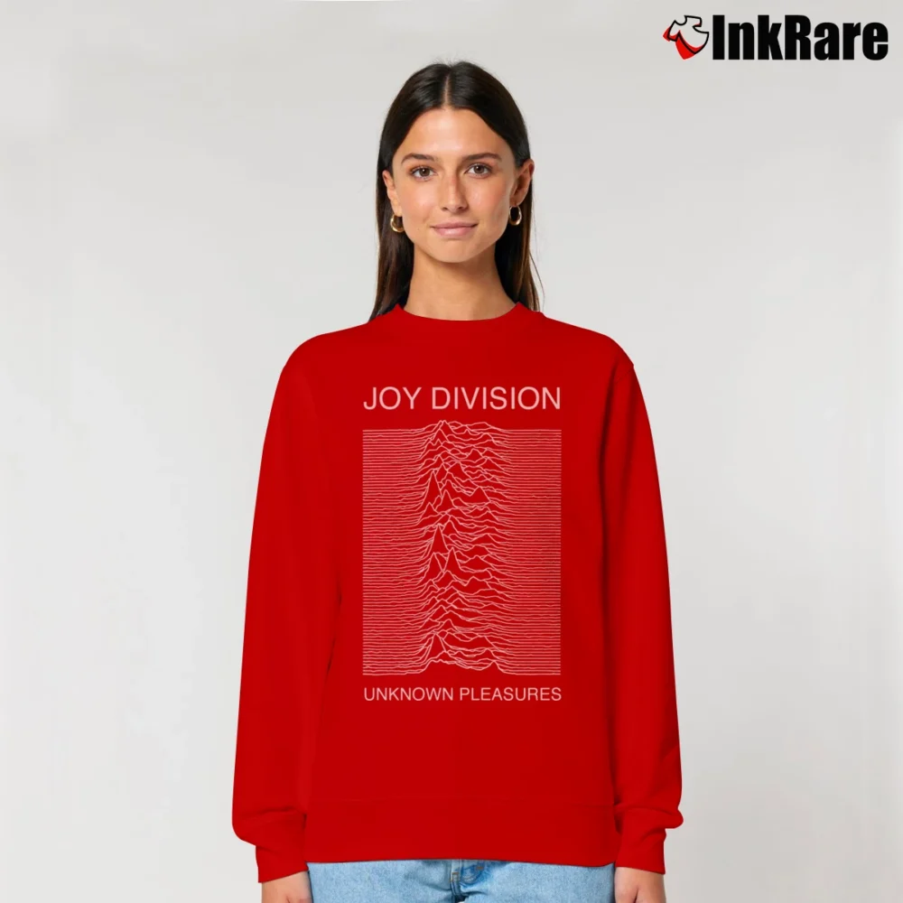 Women’s Joy Division Unknown Pleasure Relaxed Sweatshirt in red | Soft, Laid-Back Vibe