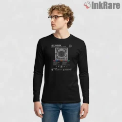 Joy Division Unknown Pleasures Music Player Shirt on black long sleeve shirt for men graphic tee