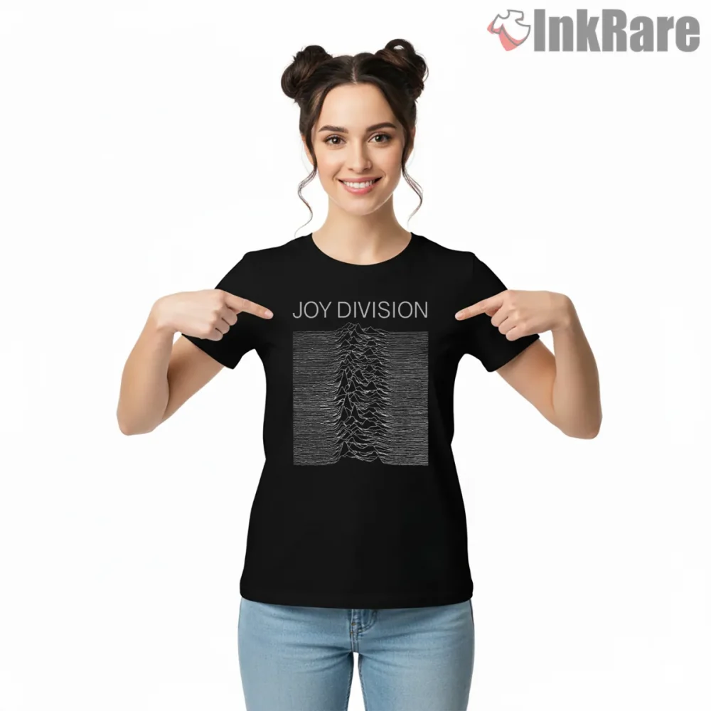 Joy Division Unknown Pleasures Waveform Shirt on black short sleeve shirt for women graphic tee
