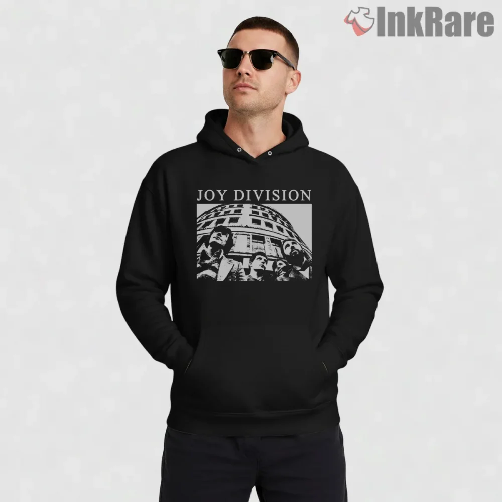 Joy Division Urban Fan Art Portrait Shirt on black hoodie for men graphic tee