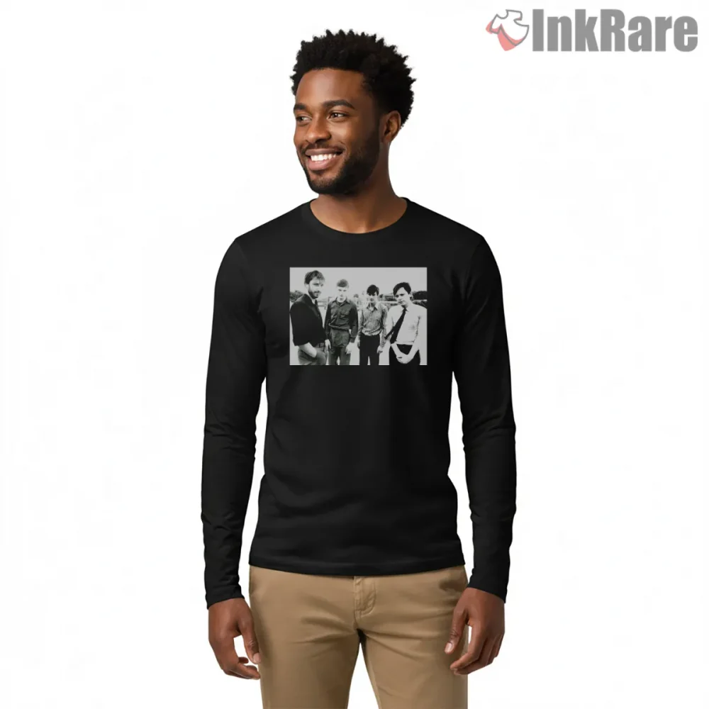 Joy Division Vintage Band Photo Shirt on black long sleeve shirt for men graphic tee
