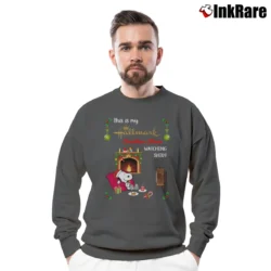 Men’s Joy Snoopy Hallmark Christmas Movie Watching Crewneck Sweatshirt in charcoal | Cozy Fabric, Clean Style