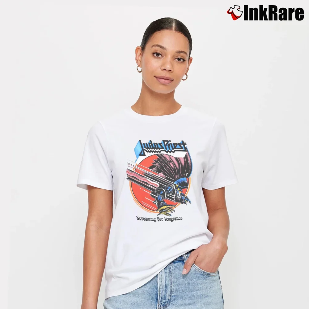 Women’s Judas Priest Vengeance Tour Signature T-Shirt in white | Soft, Flattering Fit