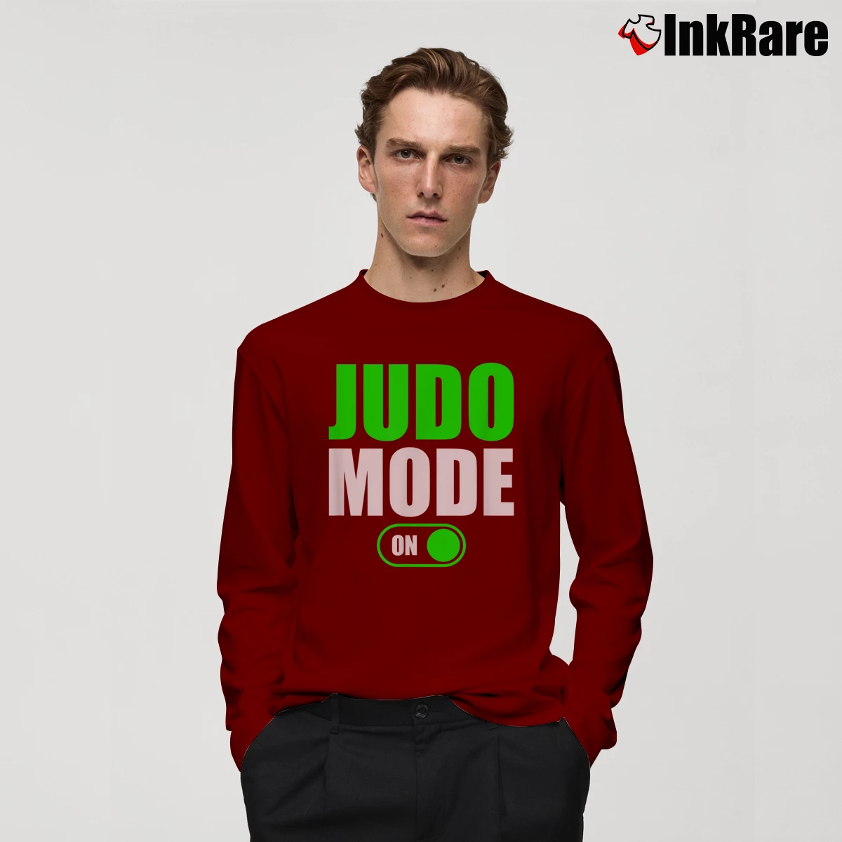 Men’s Judo Mode On Funny Workout Fitness Martial Arts Long-Sleeve Shirt in maroon | Sleek, Lightweight, Year-Round Wear