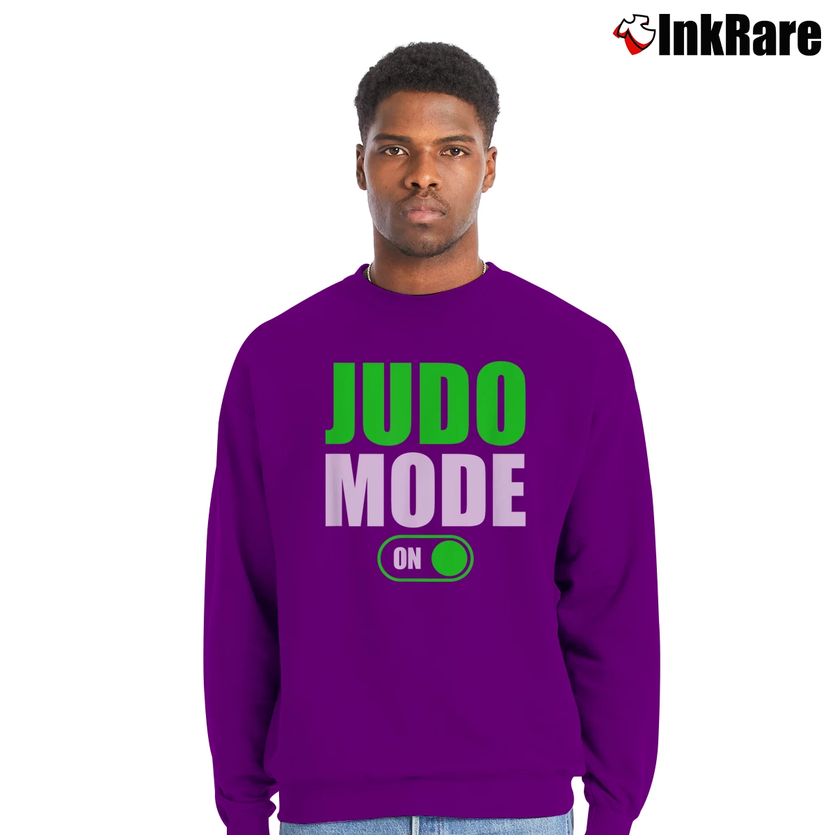 Men’s Judo Mode On Funny Workout Fitness Martial Arts Crewneck Sweatshirt in purple | Cozy Fabric, Clean Style