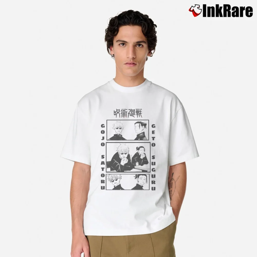 Men’s Jujutsu Kaisen Gojo And Geto Classic T-Shirt in white | Soft, Breathable Everyday Wear