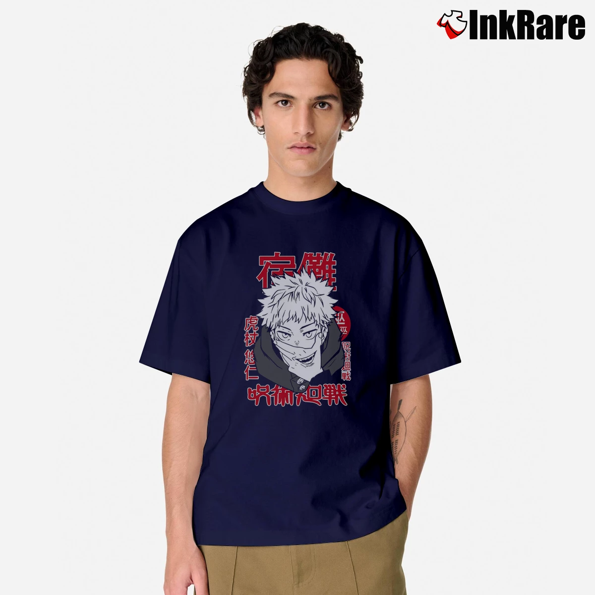 Men’s Jujutsu Kaisen Itadori Classic T-Shirt in navy | Soft, Breathable Everyday Wear