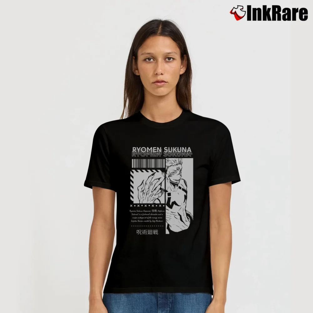 Women’s Jujutsu Kaisen Yuji Itadori Sukuna T-Shirt in black | Soft, Flattering Fit