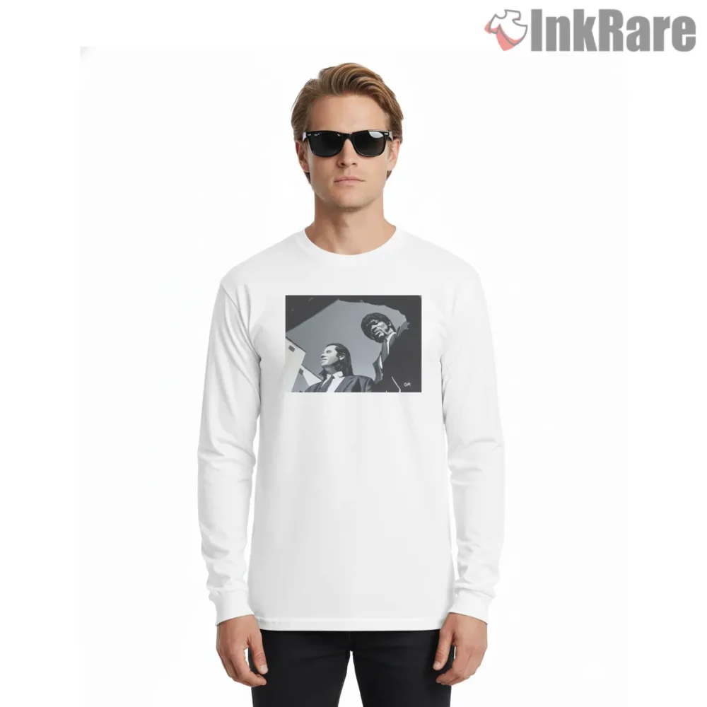 Jules And Vincent City Angle Portrait Shirt on white long sleeve shirt for men graphic tee