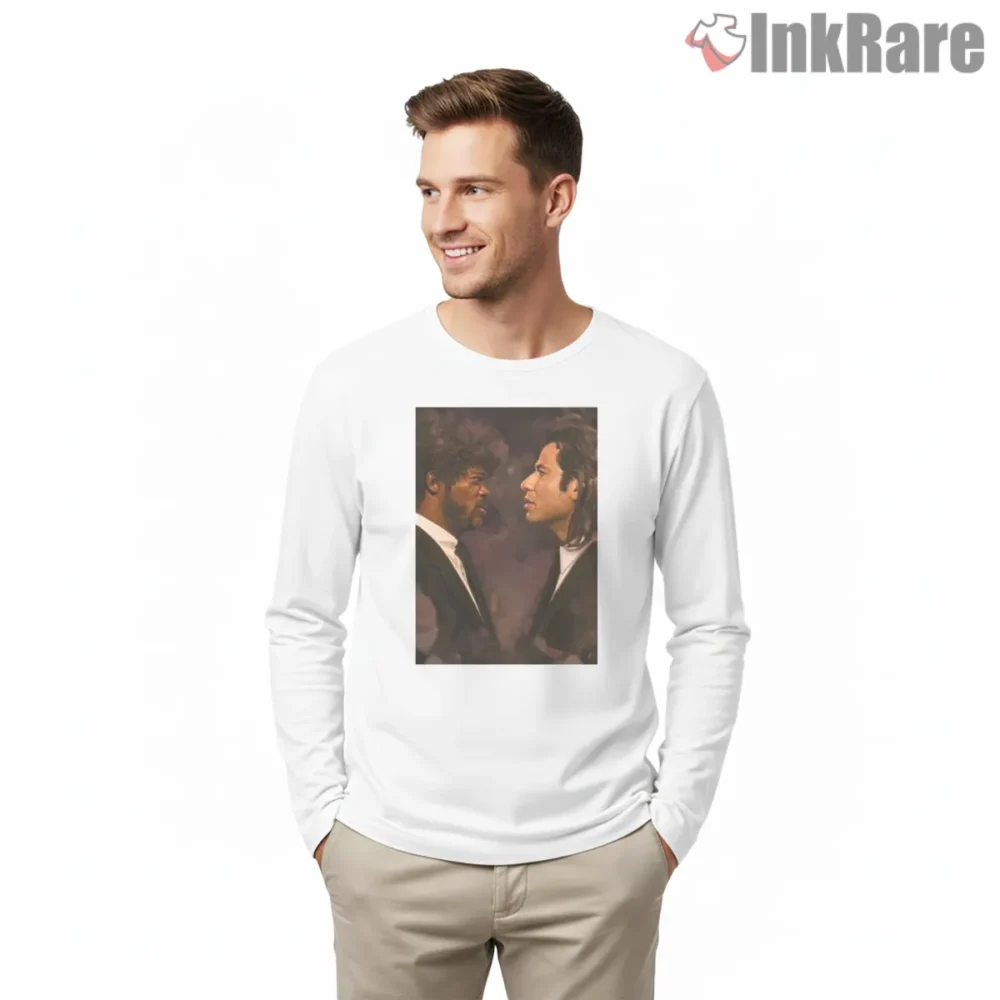 Jules And Vincent Smoky Portrait Shirt on white long sleeve shirt for men graphic tee