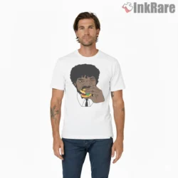 Jules Winnfield Big Kahuna Burger Bite Shirt on white short sleeve shirt for men graphic tee