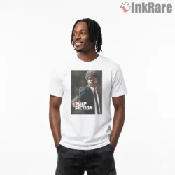 Jules Winnfield Painterly Pulp Portrait Shirt on white short sleeve shirt for men graphic tee