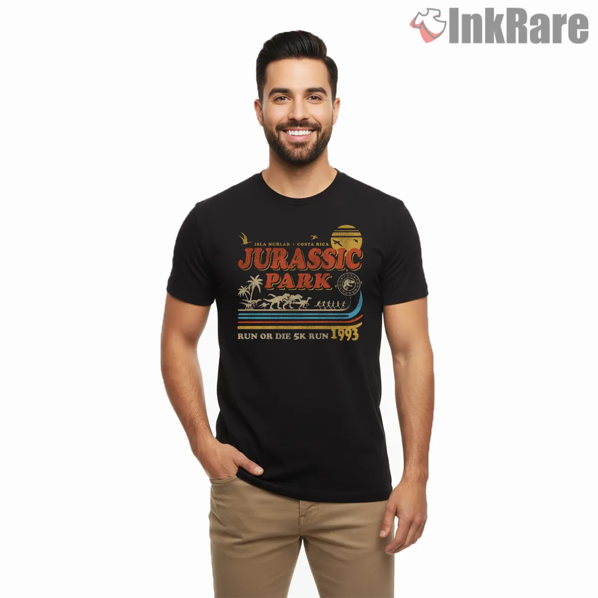 Jurassic Park Run Or Die 1993 Vintage Marathon Short Sleeve Black Jurassic Park Run Or Die 1993 Vintage Marathon Shirt on black short sleeve shirt for men graphic tee