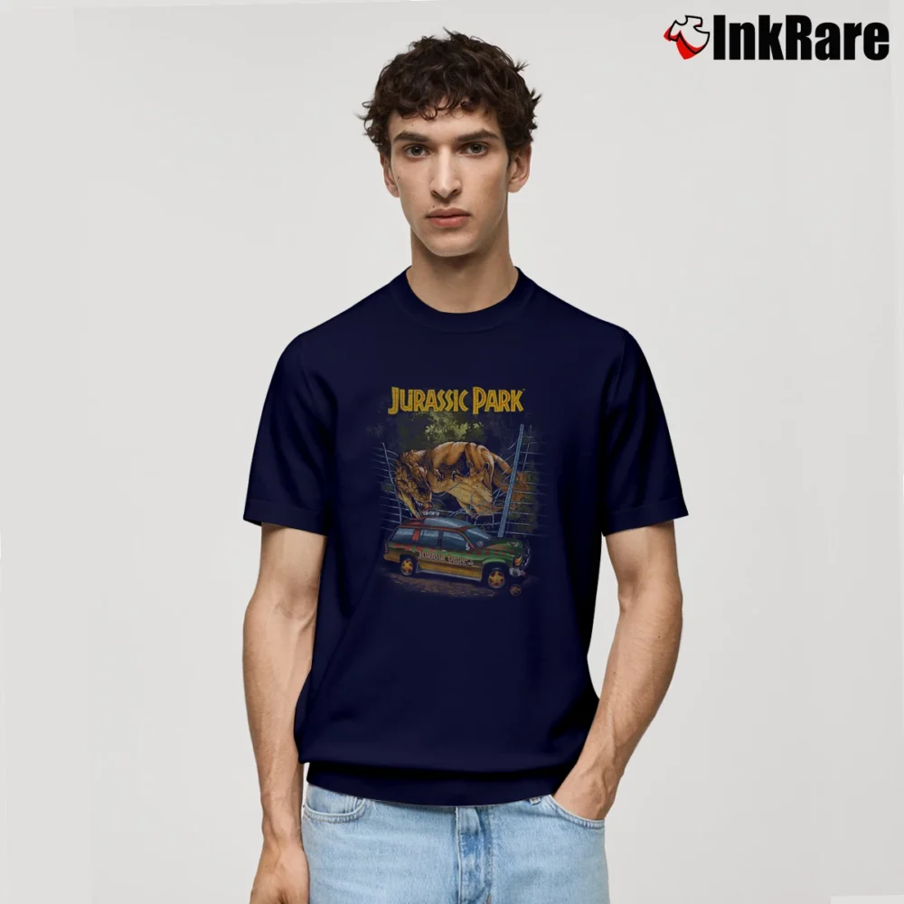 Men’s Jurassic Park Velociraptor Classic T-Shirt in navy | Soft, Breathable Everyday Wear