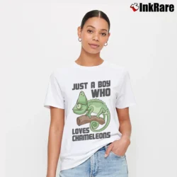 Women’s Just A Boy Who Loves Chameleons T-Shirt in white | Soft, Flattering Fit